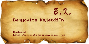 Benyovits Kajetán névjegykártya